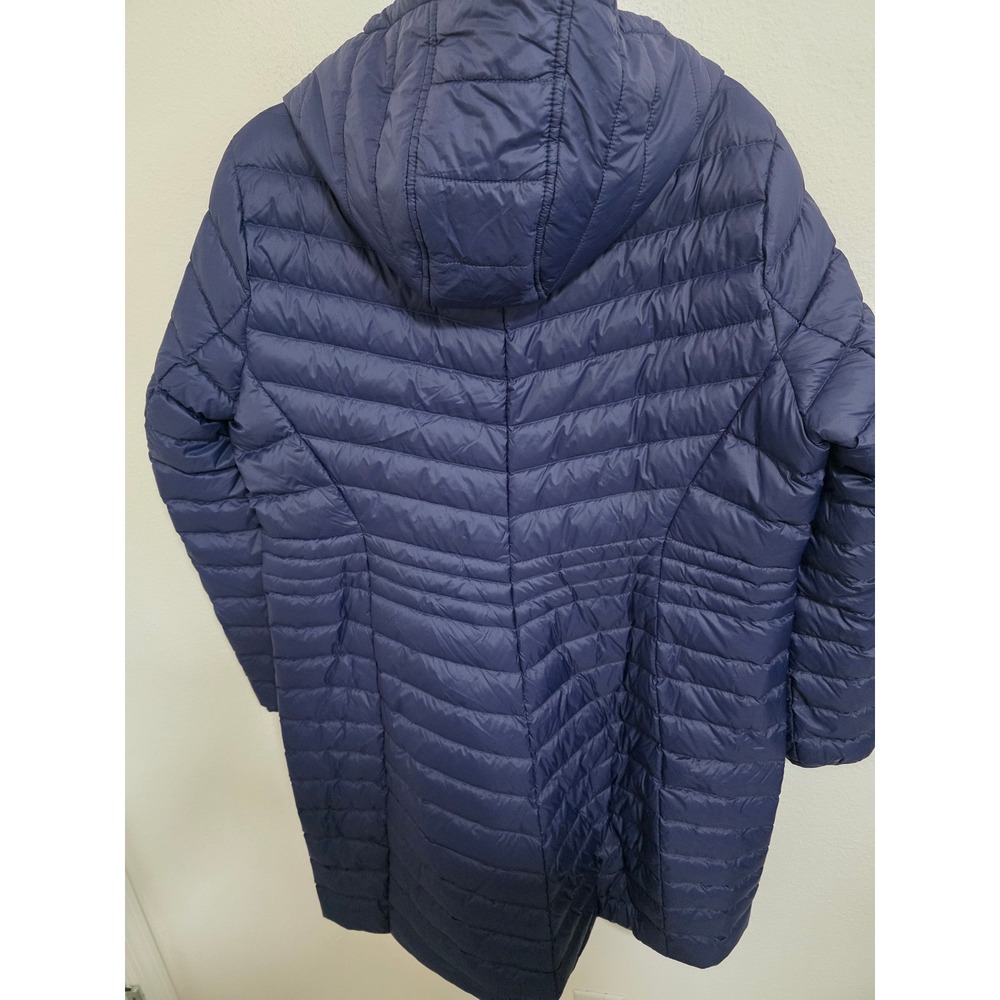 Lands End Womens Navy Blue 800 Fill Power HyperDRY Hooded Down Puffer Coat XL 18 - Picture 4 of 5